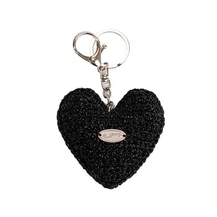 No.217 / Chubby Metallic Heart Key Ring _ Black