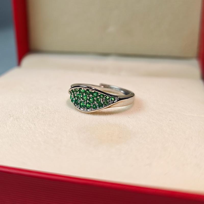 Gradual Change Set With Diamond Purple Gas Donglai Complex Ring Women'S Unique Pomegranate Rose Red Green Ring