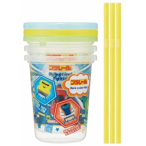 Skater Plarail 19 Tumblers with Straws, 320ml, 3-Piece Set, Made In Japan, SIH3ST