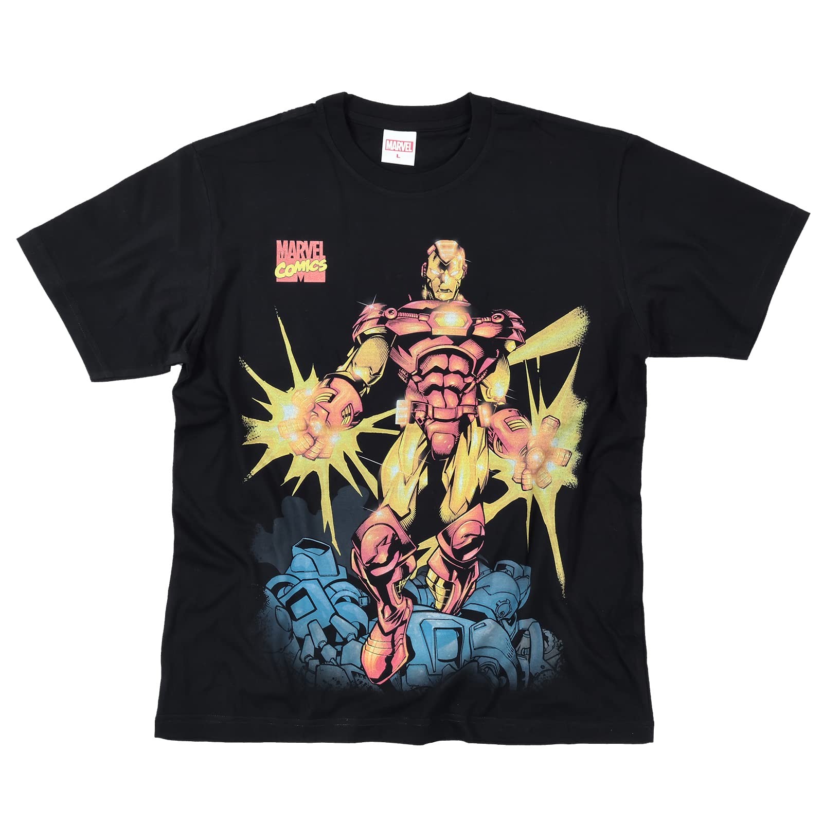 

EVERSOUL Marvel T-Shirt, Short Sleeve, Iron Man, Avengers, Venom, Hulk, Movie Gift, Birthday Gift, Men s, Black, Size L [Parallel Import]