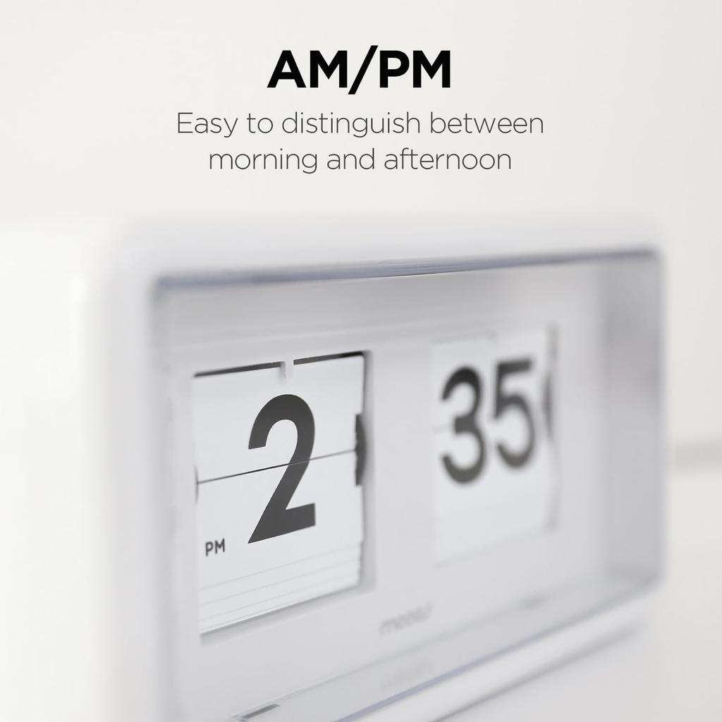 Mooas Newtro Flip Clock, Retro Design Auto Flip Clock, Battery Operated, AM/PM Display, Perfect for Home Decoration, Suitable for Home, Office, School