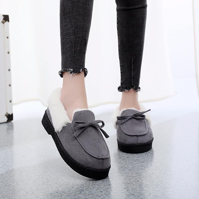 Fashion Winter Women's Cotton Slippers with Fleece Lining Thick Sole Anti-Slip Indoor Outer Wear Warm Bean Paste Shoes