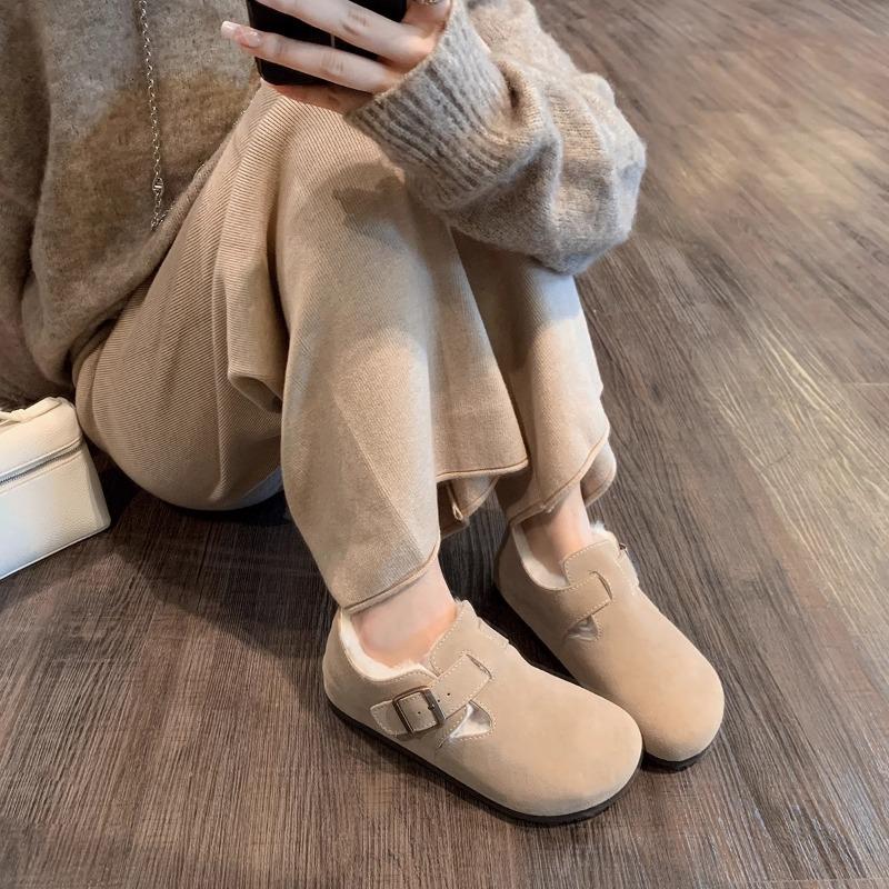 Retro Women's New Thick-soled Bag Head with One Pedal, Autumn and Winter Plush Slippers for External Wear