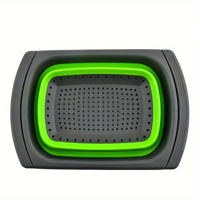 

Silicone Folding Drain Basket Fruit Vegetable Washing Basket Foldable Strainer Collapsible Drainer Kitchen Tool Cleaning Basin зелений