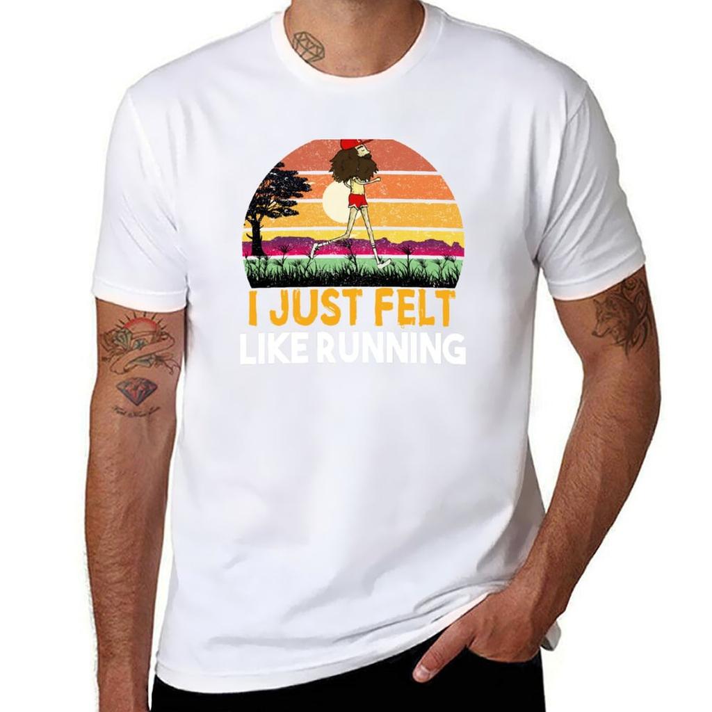 Jogging I Just Felt Like Running Graphic Essentia Tshirt Stylish Graphic Short Sleeve Top Tshirt