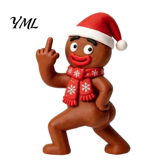 Exquisite Resin Craft for Shelf Christmas Figurine, Cute Clay Style Santa Snowman Gingerbread Man Unique Holiday Party Photo Props Statue, Festive