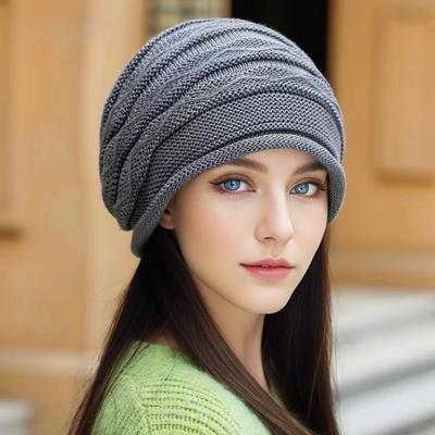 Women Knit Hat Spring Autumn  Elastic Beanie Hats