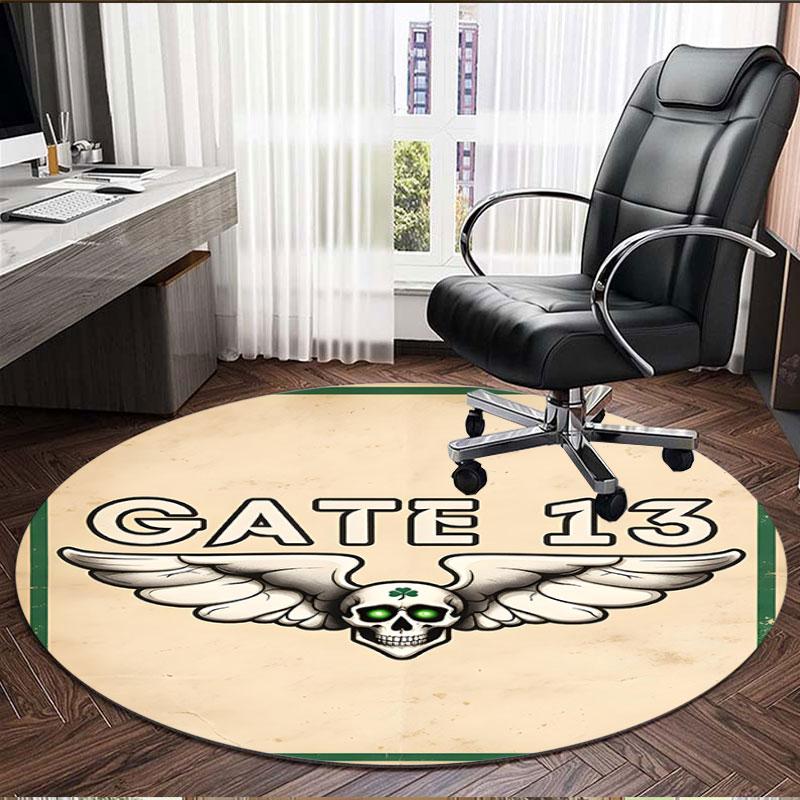 Gate 13 Logo Print Round Rug, Washable Floor Carpet, For Entryway Dorm Laundry Room Office Study, Home Decor Birthday Christmas Gift