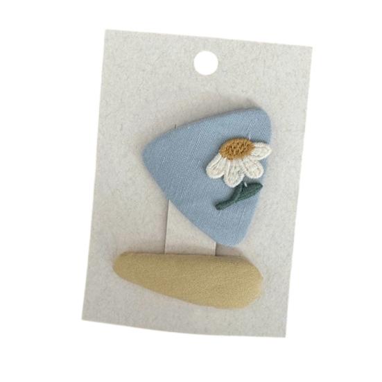 2 Stuks Meisjes Haarspeld Kat Bloem Geruit Ontwerp Omwikkeld met Stof Haarclips Borduurwerk Stof Splicing Haarspelden Lente Zomer Haaraccessoires
