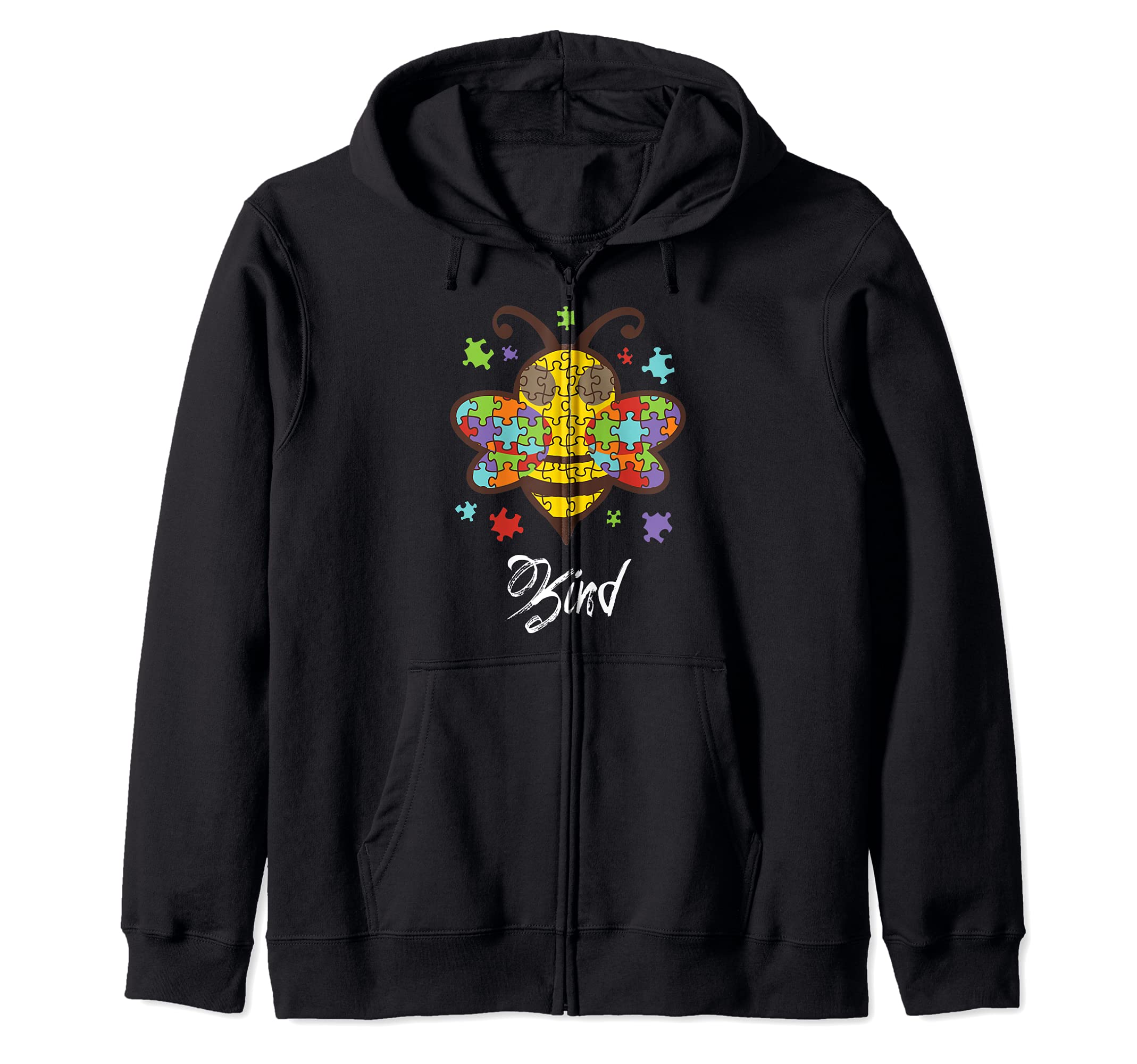 

Bee Kind Autism Awareness Puzzle Funny Beekeeper Autistic Zip Hoodie