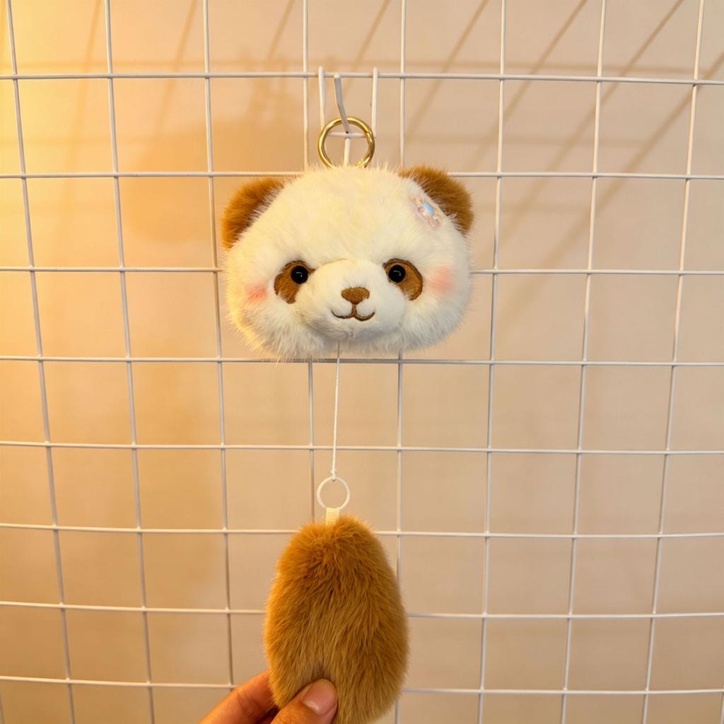 Cute Red Panda Plush Keychain With Scent And Pullable Tail Mini Stuffed Animal Pendant Ornament