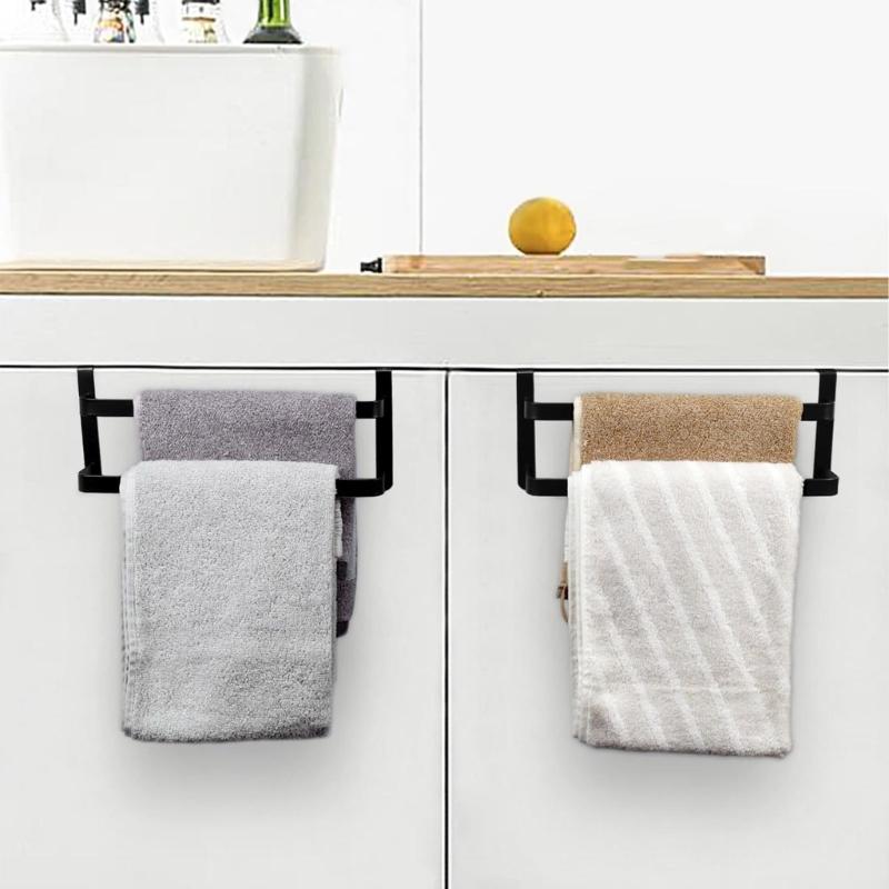 Over The Door Hanger Metal Construction Rustproof Towel Holder For Small Spaces Kitchen Bathroom Bedroom Storage