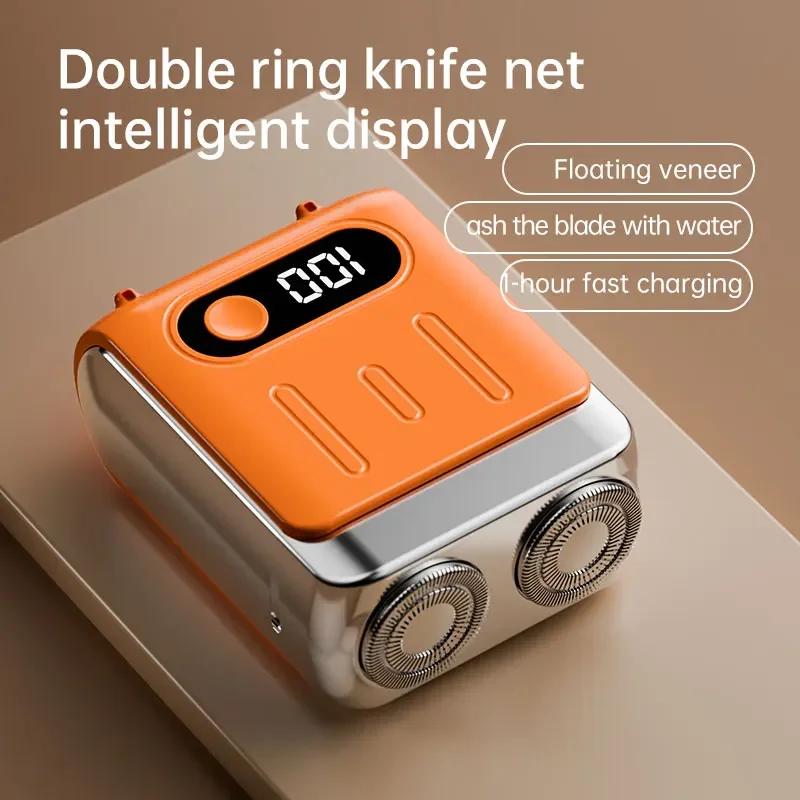 Xiaomi 2025 Mini Electric Smart Shaver Dual Blade Household Car Shaver Digital Display Rechargeable Shaver Powerful Beard Trimmer Tool