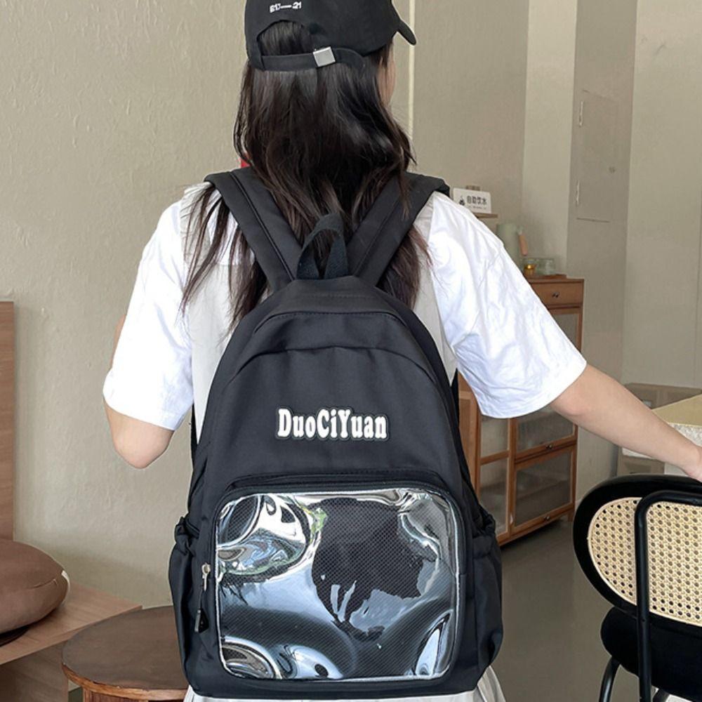 Solid Color Pockets Itabag Large Capacity Korean Style School Bag Jk Transparent Backpack  Kids