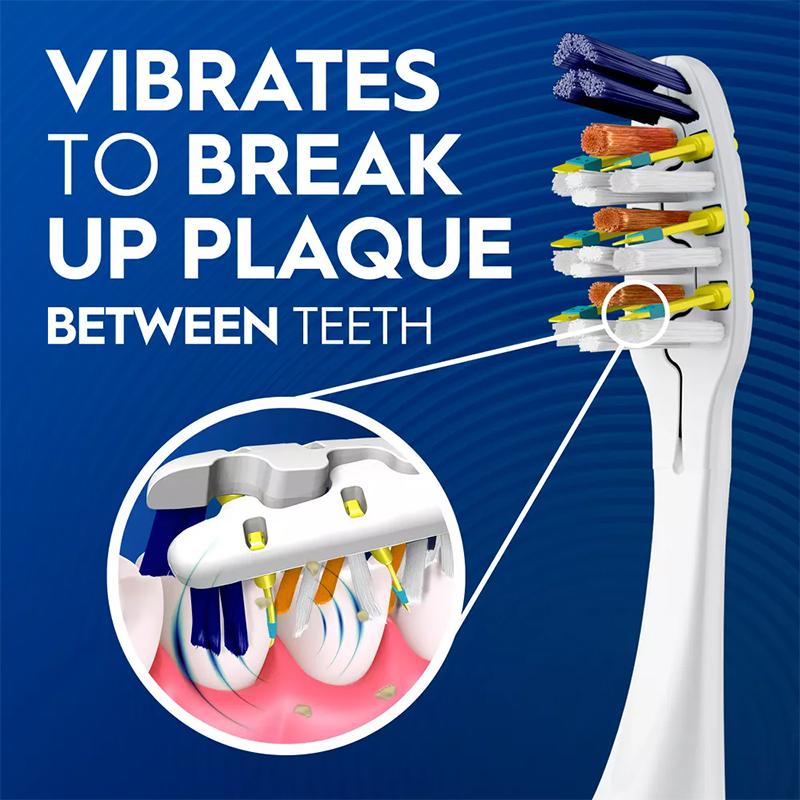ORAL B Pro-3D White Pulsar Batteriebetriebene Vibrations-Elektrozahnbürste 2er-Pack Vibrierende Borsten Schlanker Griff mit integriertem Netzteil