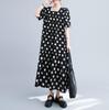 Kurzärmlig Übergröße Vintage Punkt Neu in Kleider für Frauen lässig locker langes Sommerkleid