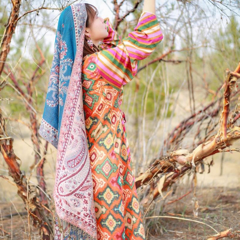 Bohemian Style Paisley Jacquard Scarf Women Soft Long Shawls And Wraps Ladies Cashew Print Ethnic Shawl Sunshade Travel Scarves