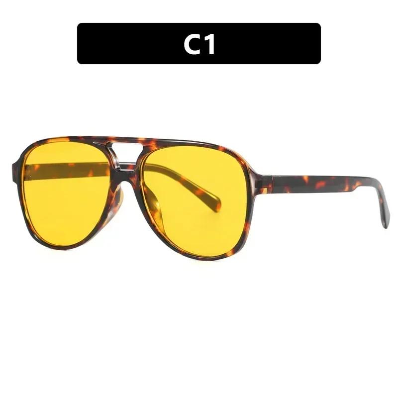Vintage Oversized Sunglasses Women Retro Brand Big Frame Sun Glasses Female Black Yellow Ins Style Square Glasses