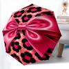 1pc Sturdy 8-Bone Auto Umbrella, Leopard Print Bow Umbrella, Digital Printed, Foldable Umbrella for On-the-Go Outdoor Use
