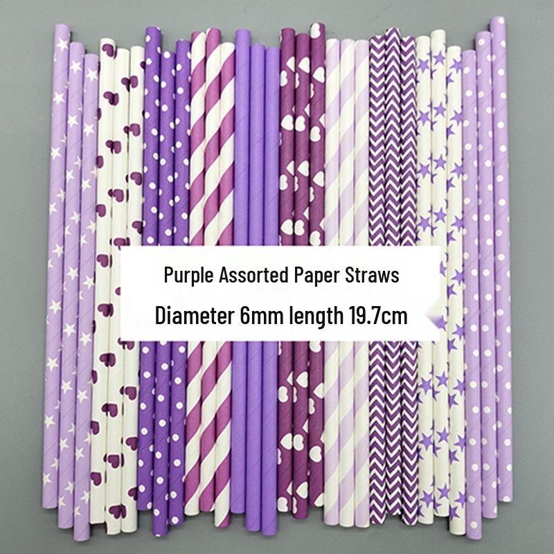 Eco-Friendly Disposable Decorative Paper Straws for Beverages and Desserts