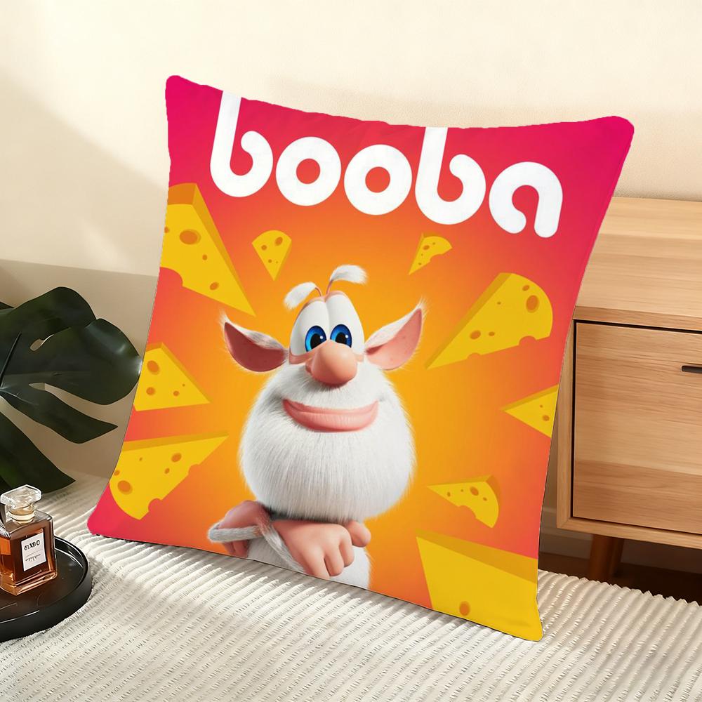 Cute Fourbob-Booba Cushion Cover Soft Short Plush Pillow Cover Smooth Cozy Texture Aesthetic Cushion Case Home Decor