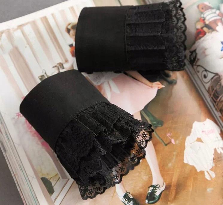 elegant black fake CUFFS SLEEVES chic wrist DECORATIONS