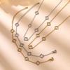 2PCS hollowed out clover long collarbone chain necklace, women's minimalist clover bracelet