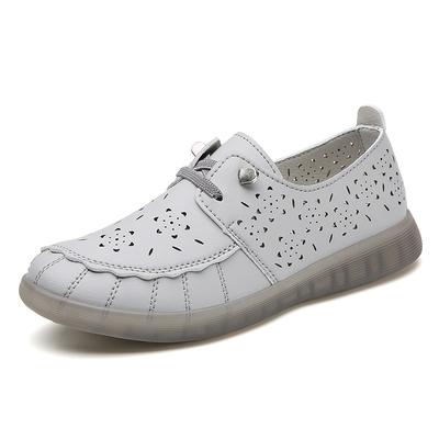 Women Spring and Summer New Breathable Casual Comfortable Walking Light Loafers Fashion Large Size Flat Leather Shoes