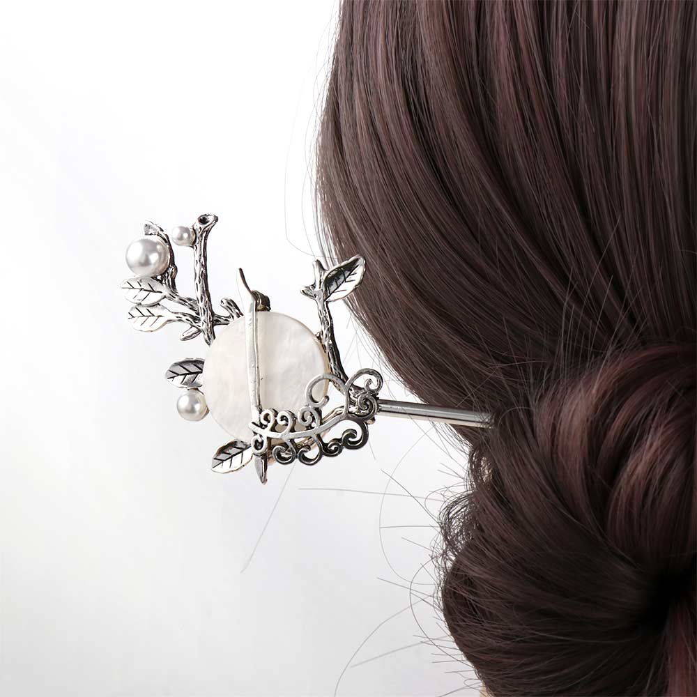Style Hanfu Headwear Hair Disk Hair Accessories Women Hair Fork Moon Hair Stick Pearl Hairpins