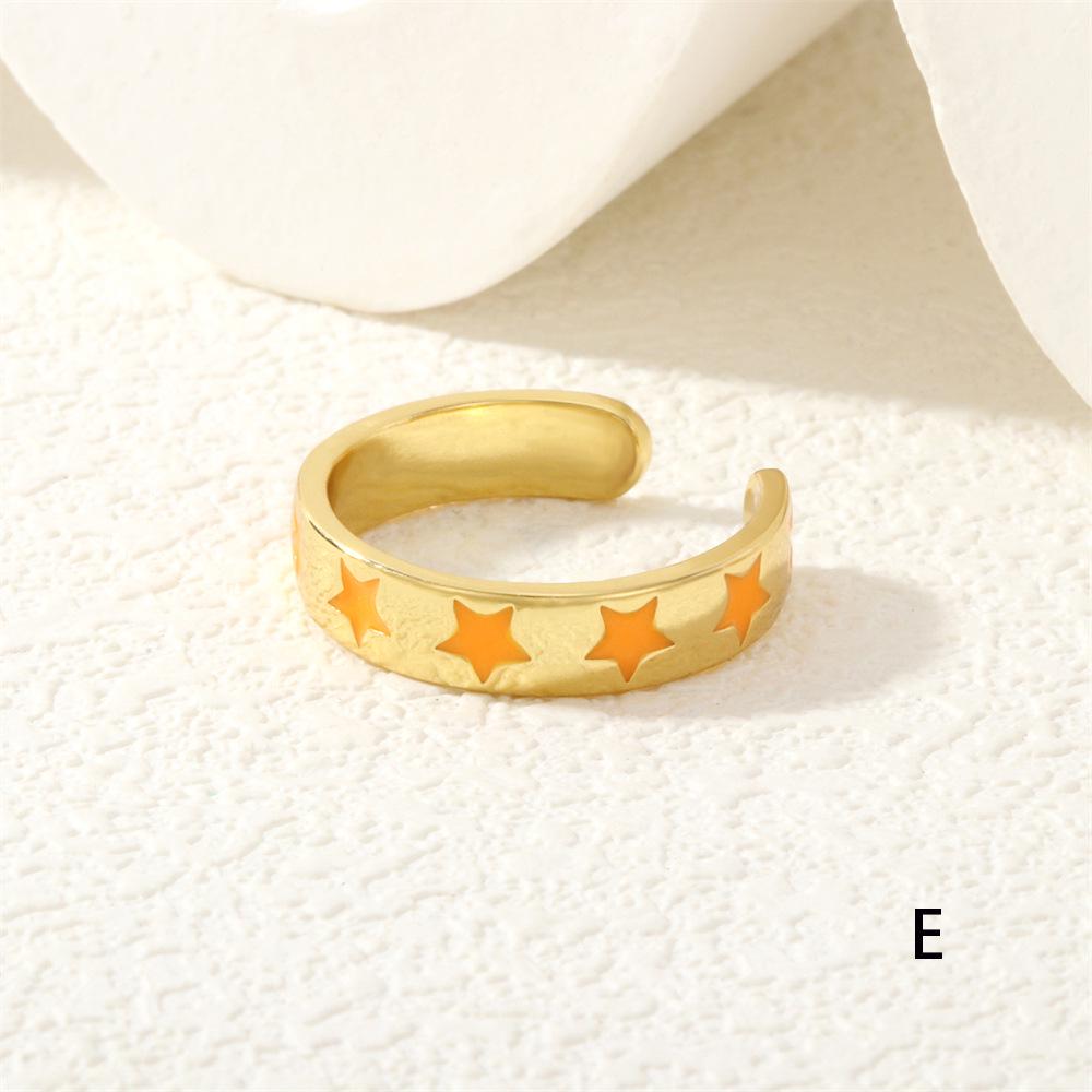 

European & American Fashion Candy Color Adjustable Star & Heart Copper Ring Adjustable