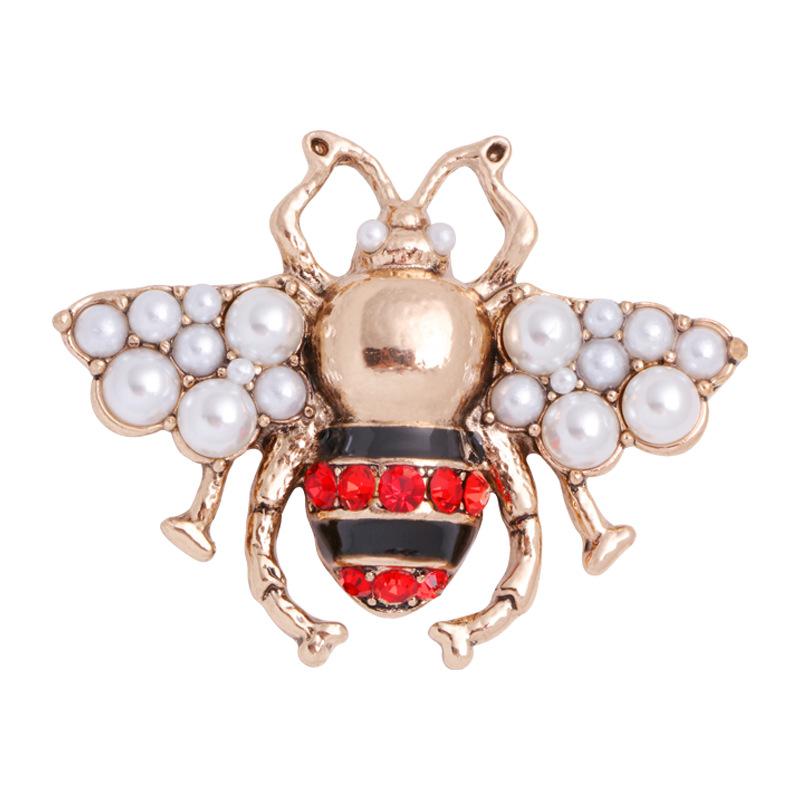 Insect Bee Brooch Enamel Pin Pearl Rhinestone Crystal Corsage Cardigan Coat Collar Brooches For Women Men Jewelry