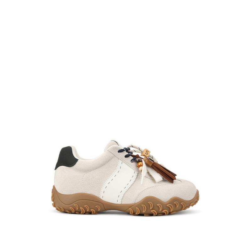 Thick-soled inner height increase women's new suede crescent moon mandarin duck shoelaces sports and leisure shoes women