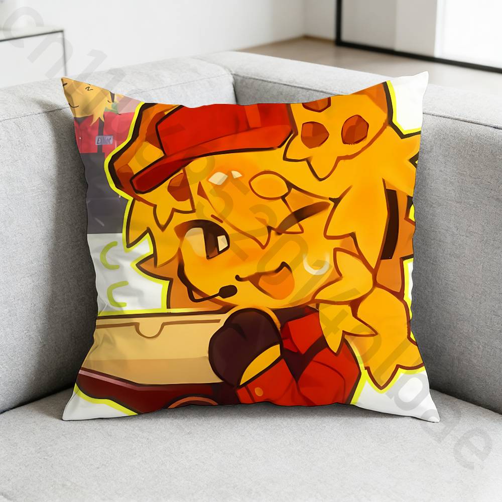 EElliot Anime PPizza Pillow Case Antidustmite Pillowcase Invisible Zipper Silky Short Plush Sofa Cushion Cover