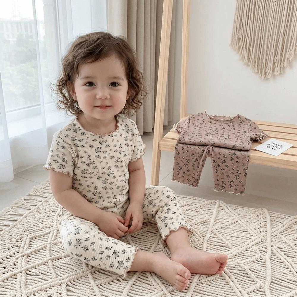 1 Set Shorts Set Girls Pajama Set Short Sleeve Kids Loungewear Two Piece Set  Summer Sleep