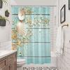 Beach Shower Curtain Turquoise Ocean Theme with Seashell & Starfish, Decorative Fabric Bathroom Curtain with Hooks