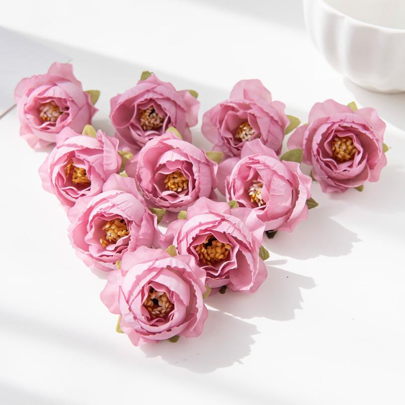 40/80pcs Artificial Flower Silk Rose Wedding Garden Festival Party Wreath Headdress Diy Gift Home Vase Scrapbook Bridal  Decor