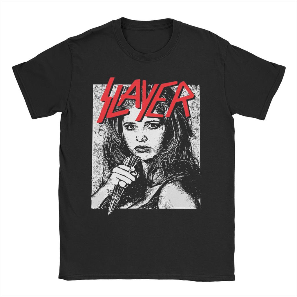Unisex WOMENs TShirt Buffy Vampire Metal Mashup Slayer Band Pure Cotton Tee Shirt Short Sleeve T Shirts O Neck Clothes Plus Size