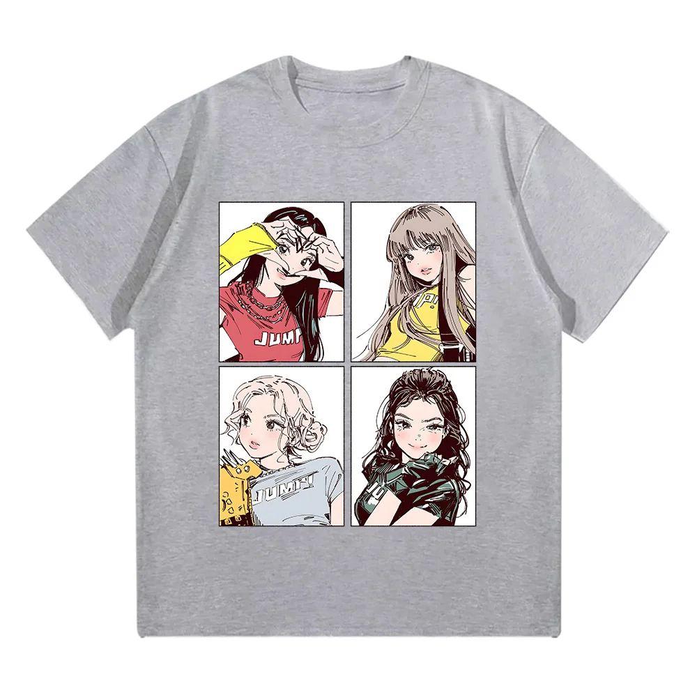 Men's Tops Kpop Jump Tees Girls Band Clothing Adorable Anime Graphic T Shirts Summer High Quality Cotton Comfortable Y2K Tops