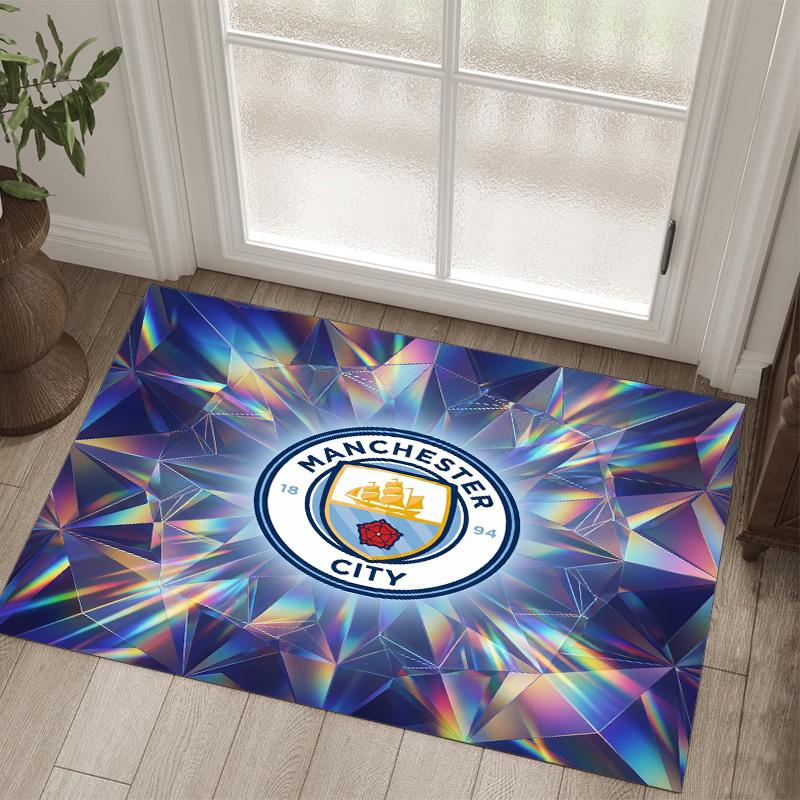 Manchester City Design Crystal Velvet Carpet Cozy Non?Slip Printed Rug For Bedroom Living Room Entrance
