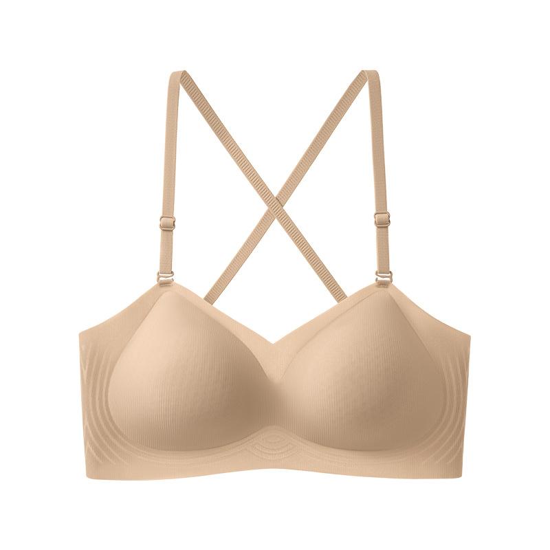 Invisible Bra Women's Beautiful Back Bra Breathable Straight Semi-fixed Cup Underwear Push Up Bra