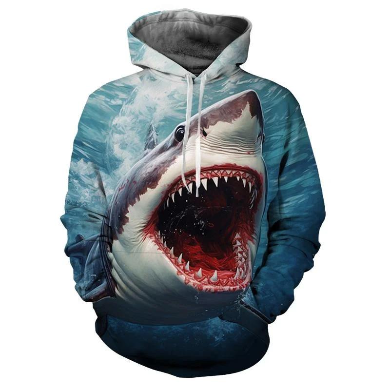 Sea Animal Shark 3D Printed Men Hoodies Oversized Sweatshirt Long Sleeve Pullovers Fashion Sweatshirts Kids Harajuku Hoodie