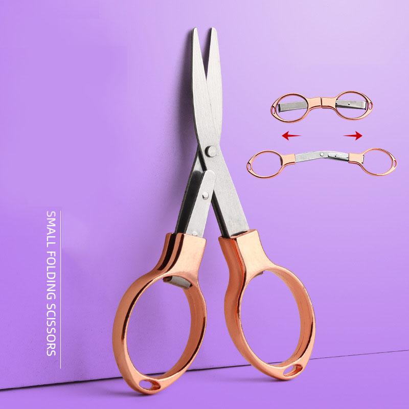 

1 шт. Портативные складные ножницы для ручного шитья из углеродистой стали, инструменты для резки, мини-ножницы, многофункциональный инструмент для ручного труда розового золота