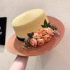 spring summer flower hat French women's straw flat hat elegant beach hat Barrel cap sun hat outdoor travel sun hat wholesale