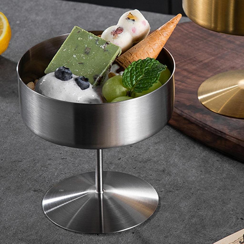 High Footed Ice Stainless Steel Dessert Cup Bowl Snack Candy for Sundae