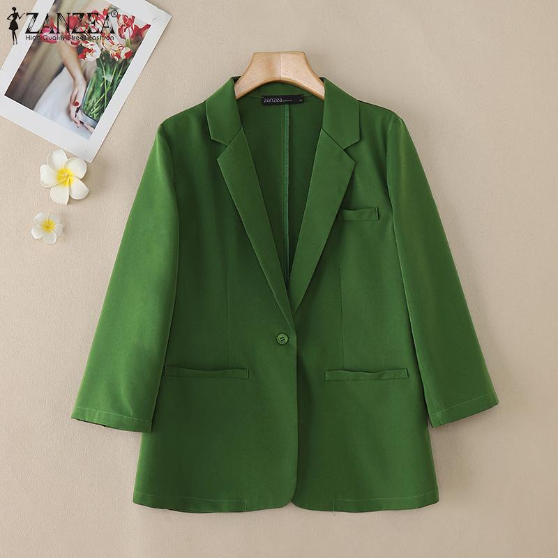 ZANZEA Womens Casual Turn Down Collar 3/4 Sleeve Thin Cardigan Outwear