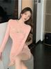 Early spring elegant hot girl sexy long-sleeve dress Korean design tight slimming inner layer, bodycon pencil skirt