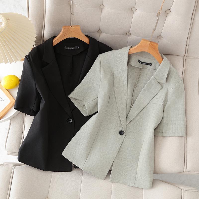 

Women s Plus Size Pure Linen Short Sleeve Blazer - Summer Lightweight, 200 Jin, Small Suit Top (2026 Edition) 2XL