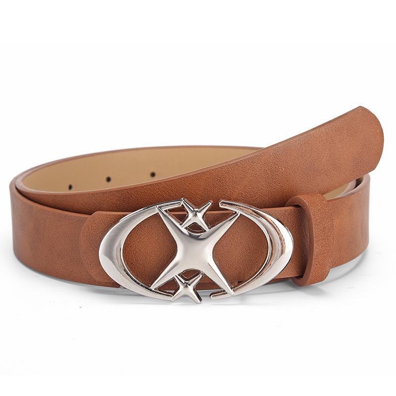 New Star Unisex Retro Leather Belt - Trendy Fashion for Young Men and Women
