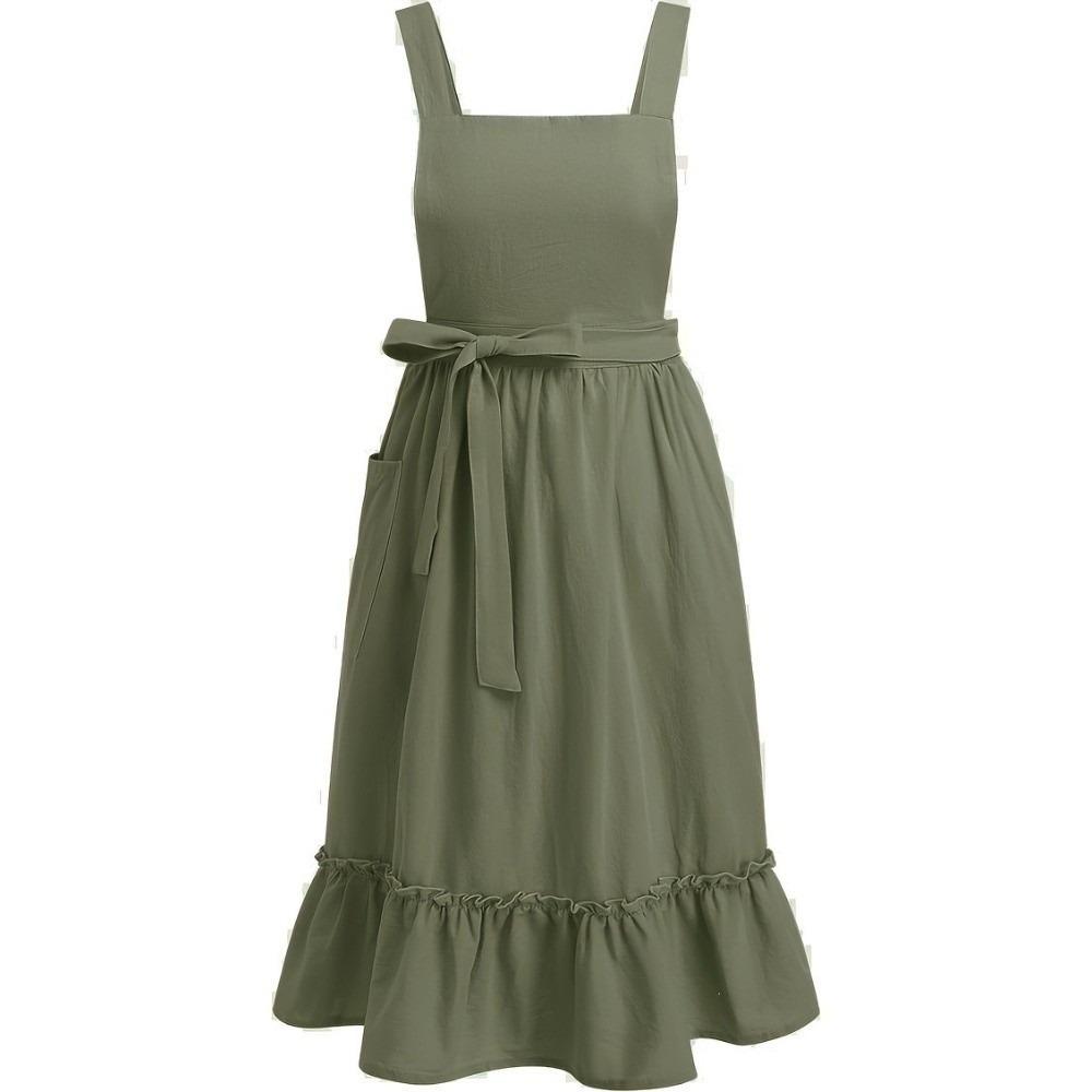 Solid Color Retro European Apron Vintage Baking Apron Kitchen Clothes Kitchen Apron Garden Work