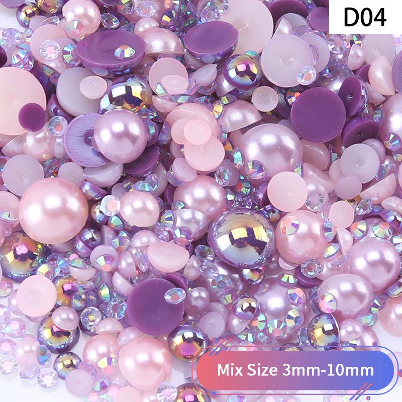 Yantuo 1000g Mixed Packaging Flat Back Pearls Resin Rhinestone Jelly Rhinestones Bulk Abs Loose Pearl for DIY Decoration